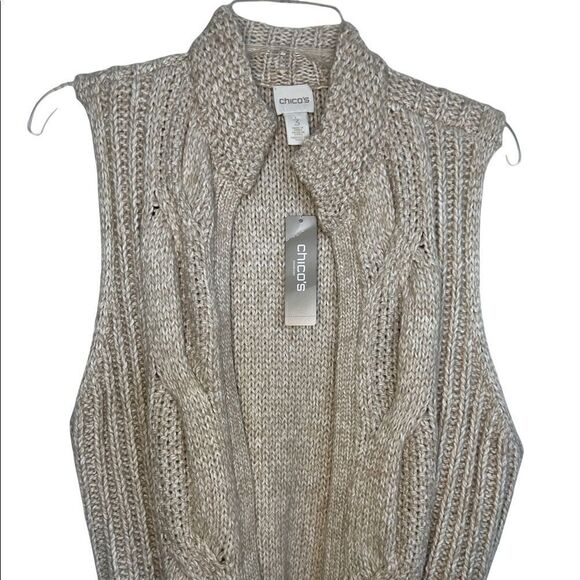 Chico’s Tan Neutral Boho Fringe Fran Vest W/ Waist Belt Size XL - Picture 5 of 9